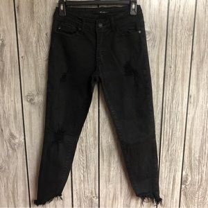 Kancan Black Jeans Distressed Raw Hem Denim Size 3/25 Style KC6108BK